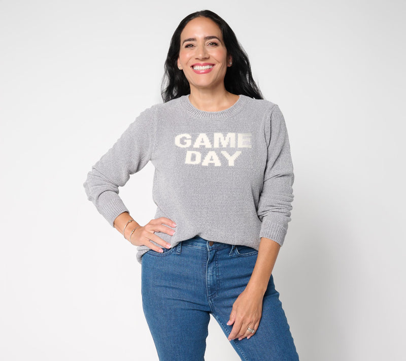 AnyBody Chenille Crewneck Message Sweater — View 11