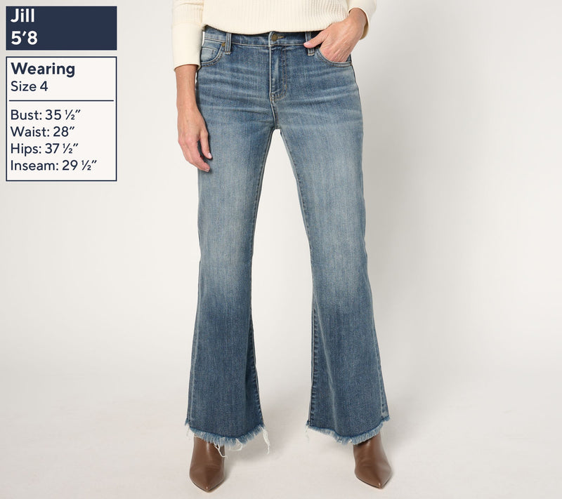 Liverpool Los Angeles Hannah Mid Rise Flare with Fray Hem — View 2