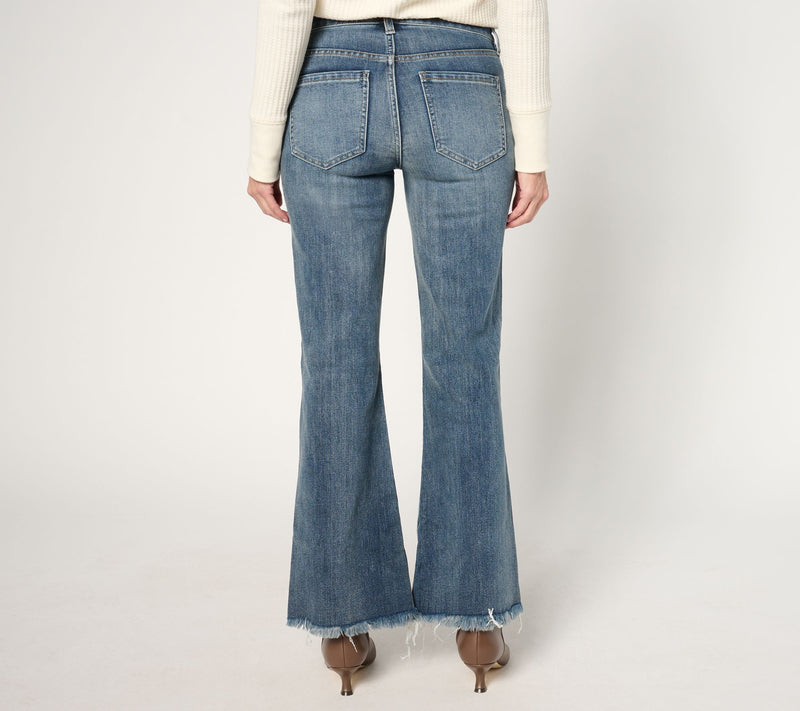Liverpool Los Angeles Hannah Mid Rise Flare with Fray Hem — View 3