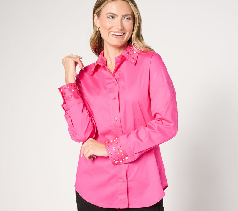 by Stacy London Addable Beaded Poplin Collar & Cuffs — View 6