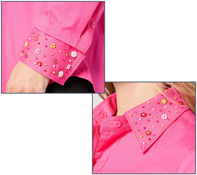 by Stacy London Addable Beaded Poplin Collar & Cuffs — View 3