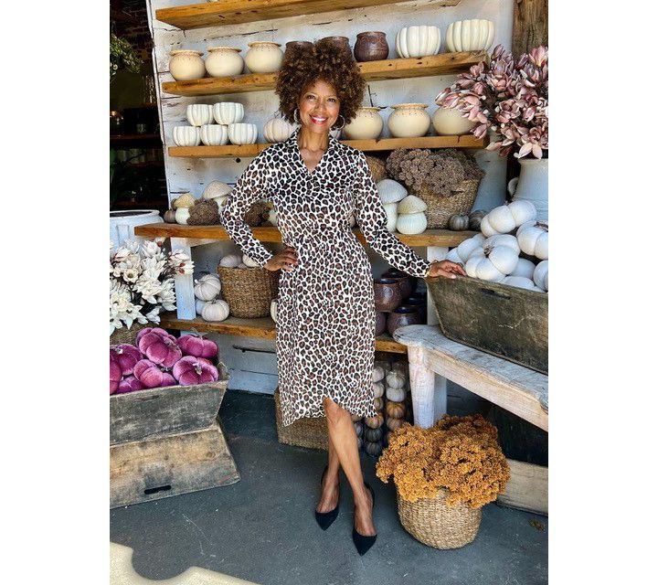 BEAUTIFUL by Lawrence Zarian Regular Printed Faux Wrap Dress — View 10