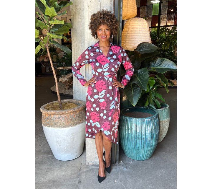 BEAUTIFUL by Lawrence Zarian Regular Printed Faux Wrap Dress — View 12