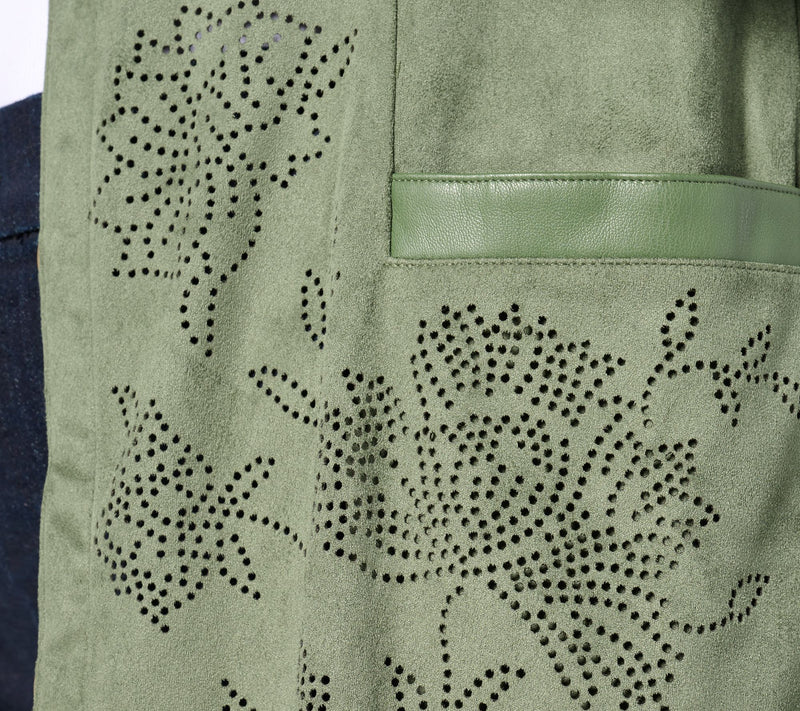 Isaac Mizrahi Live!  Petite Perforated Faux Suede Open Front Topper — View 11