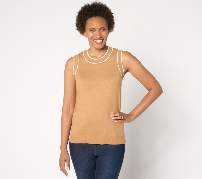 Isaac Mizrahi Live! Classic Sweater Shell with Trim Tipping — View 11