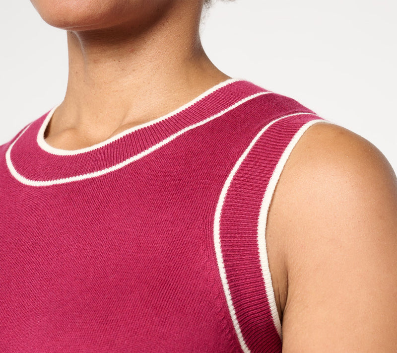 Isaac Mizrahi Live! Classic Sweater Shell with Trim Tipping — View 4