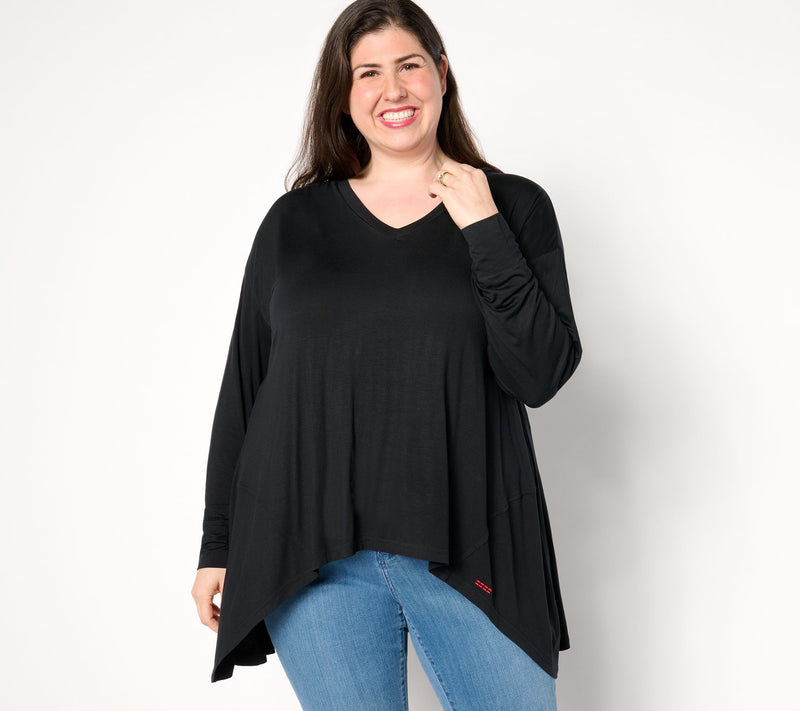 Peace Love World V-Neck Long-Sleeve Sharkbite Hem Top — View 9