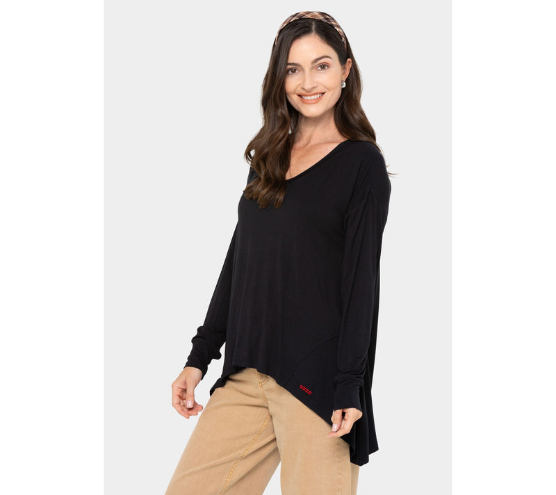 Peace Love World V-Neck Long-Sleeve Sharkbite Hem Top — View 14