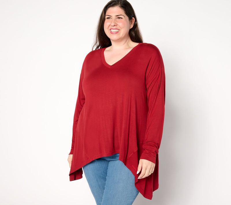 Peace Love World V-Neck Long-Sleeve Sharkbite Hem Top — View 3