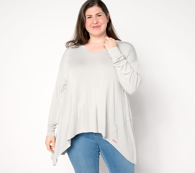 Peace Love World V-Neck Long-Sleeve Sharkbite Hem Top — View 5