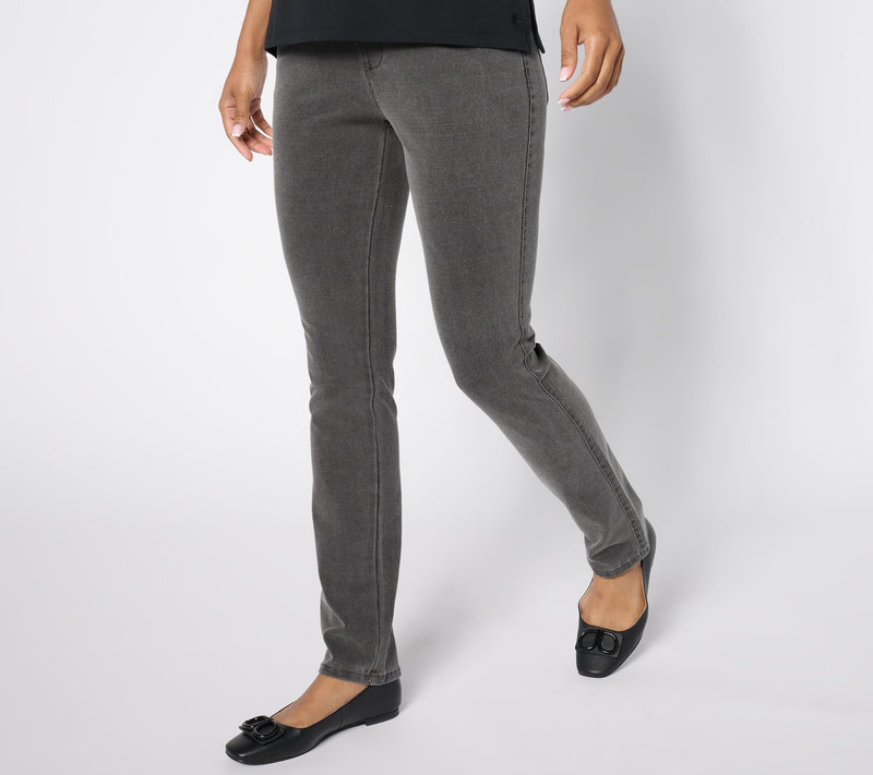 Quacker Factory DreamJeannes Regular Flat Waist Slim-Leg Pants — View 5