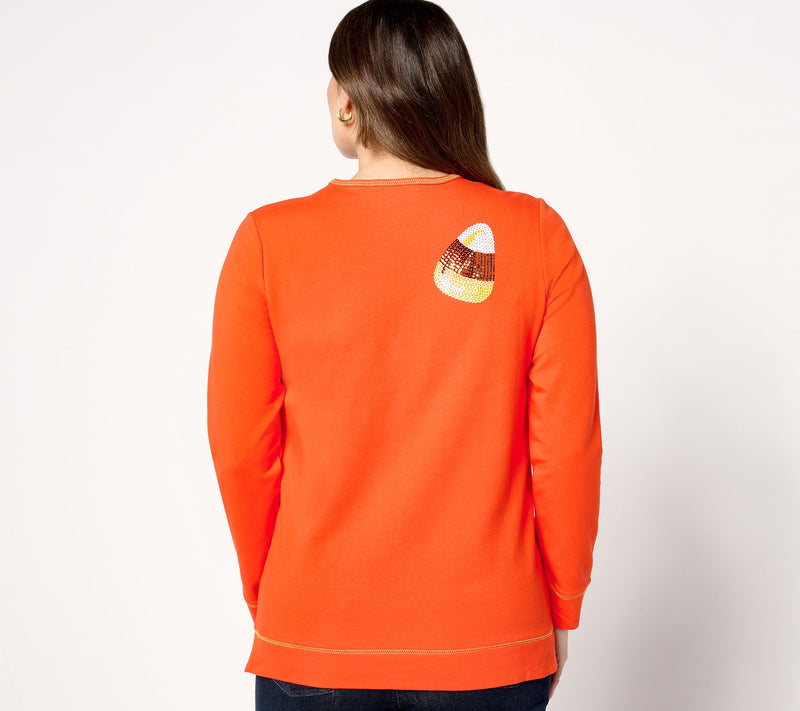 Quacker Factory Kisses of Autumn Sequin French Terry Top — View 6