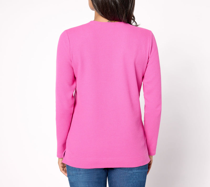 Quacker Factory If the Hat Fits Sequin Waffle Knit Top — View 3