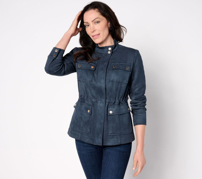 Isaac Mizrahi Live! Estate Faux Suede Zip Front Jacket — View 4