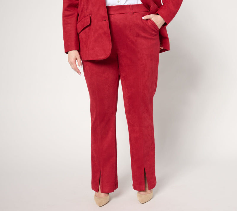 Isaac Mizrahi Live! Regular Estate Stretch Faux Suede Bootcut Pants — View 7