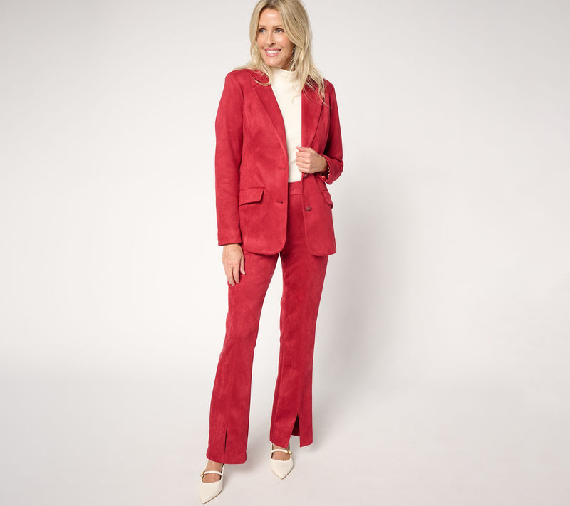Isaac Mizrahi Live! Petite Estate Stretch Faux Suede Bootcut Pants — View 10
