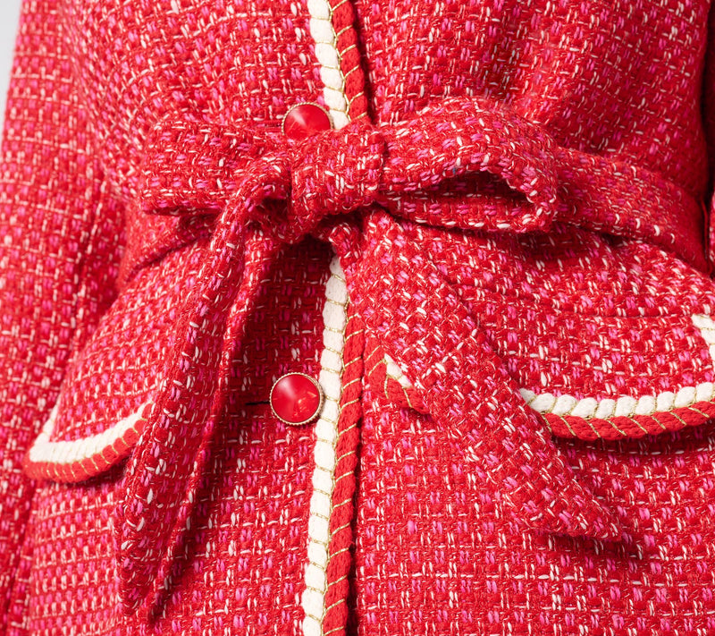 Isaac Mizrahi Live! Petite Woven Tweed Jacket with Self Tie Belt — View 11