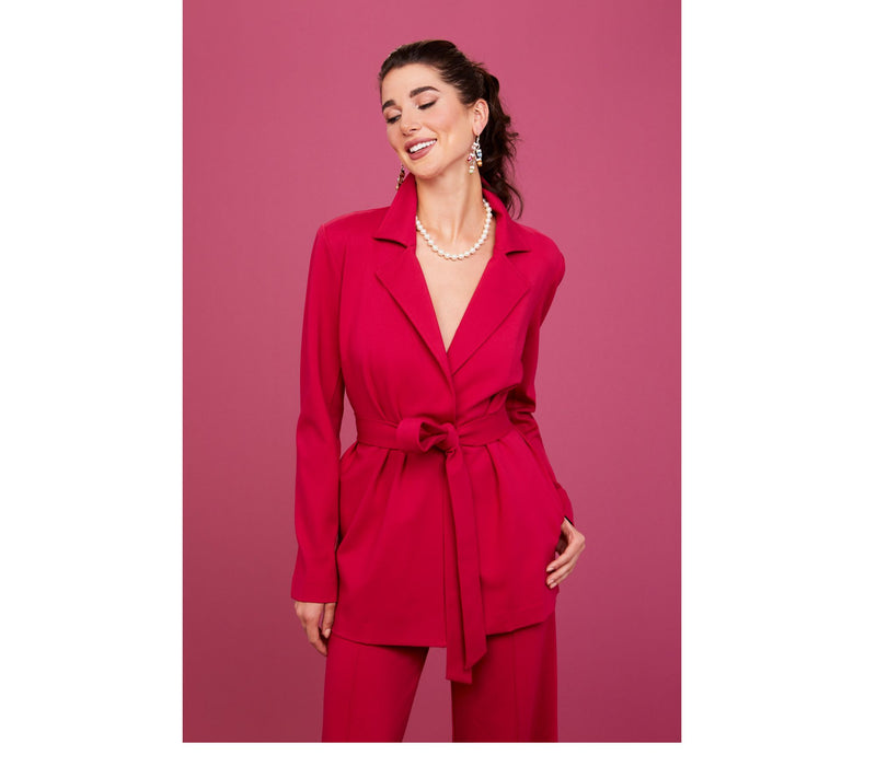 Isaac Mizrahi Live! Regular Sublime Stretch Ponte Wrap Jacket w/ Belt — View 7