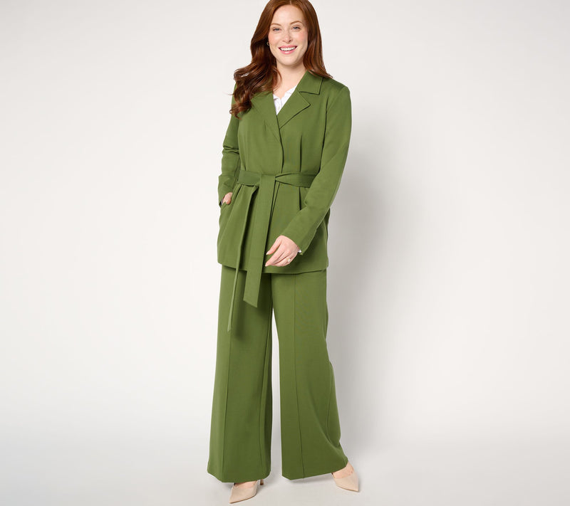 Isaac Mizrahi Live! Regular Sublime Stretch Ponte Wrap Jacket w/ Belt — View 4