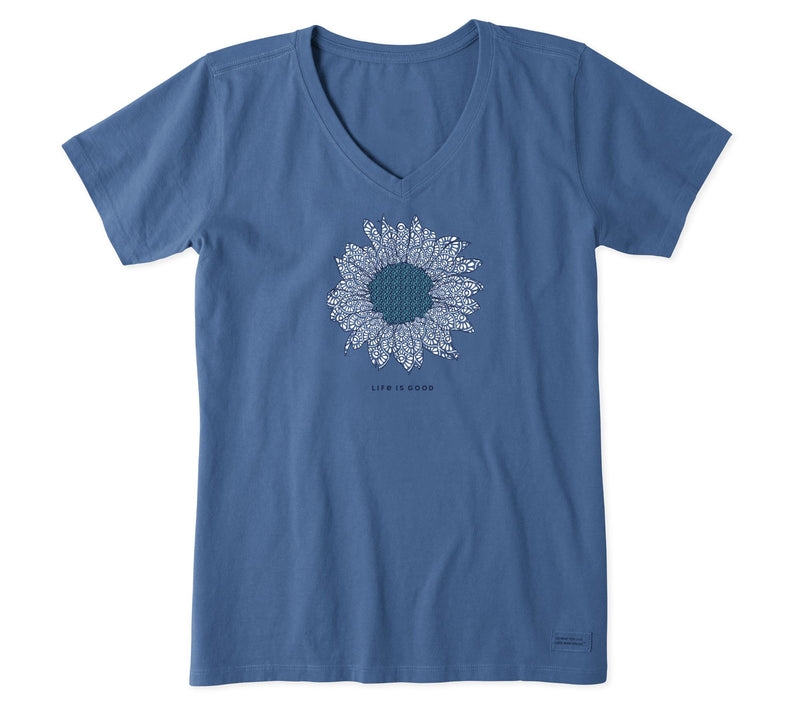 Life is Good Women's French Sunflower Crusher V-Neck Tee — Main view