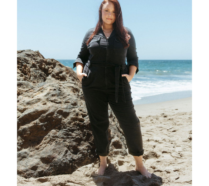 Me by Jennie Garth Regular Washed Black Denim Jumpsuit — View 10