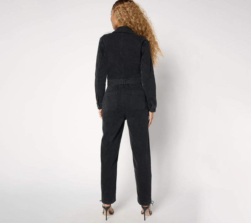 Me by Jennie Garth Petite Washed Black Denim Jumpsuit — View 4