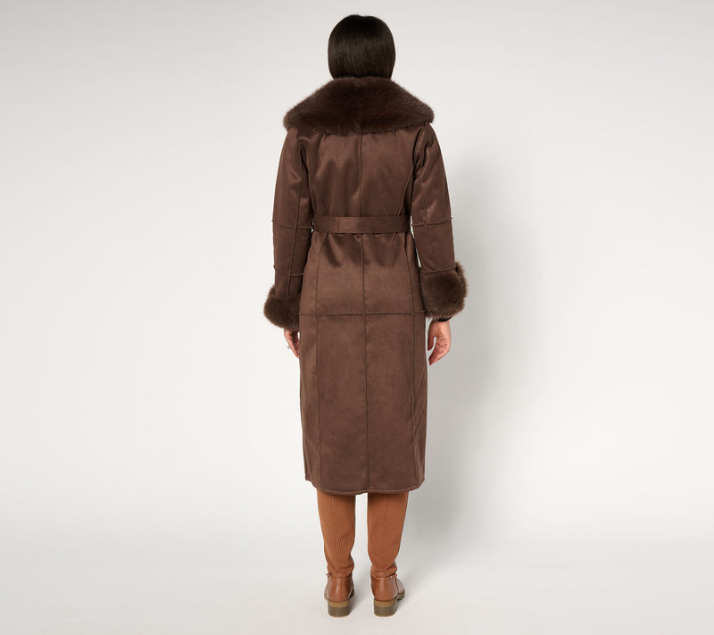 Donna Salyers Fabulous Furs Shearling Suede Faux Fur Maxi Coat — View 6