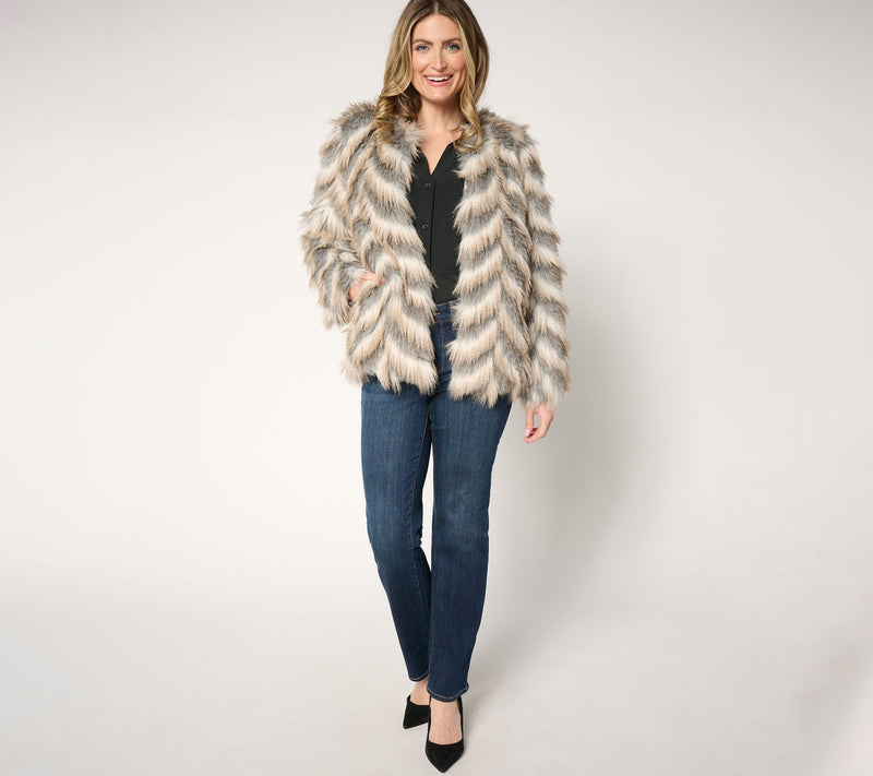 Donna Salyers Fabulous Furs Tibby Collarless Faux Fur Coat — View 8