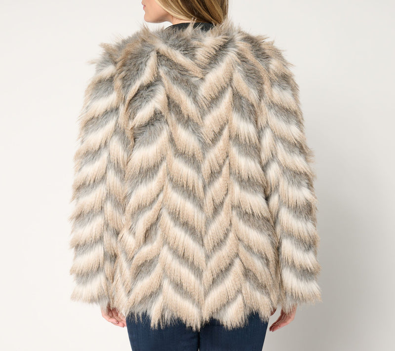 Donna Salyers Fabulous Furs Tibby Collarless Faux Fur Coat — View 7