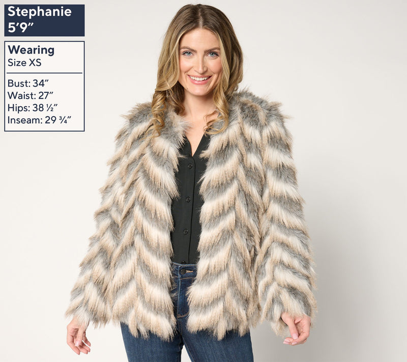 Donna Salyers Fabulous Furs Tibby Collarless Faux Fur Coat — View 6