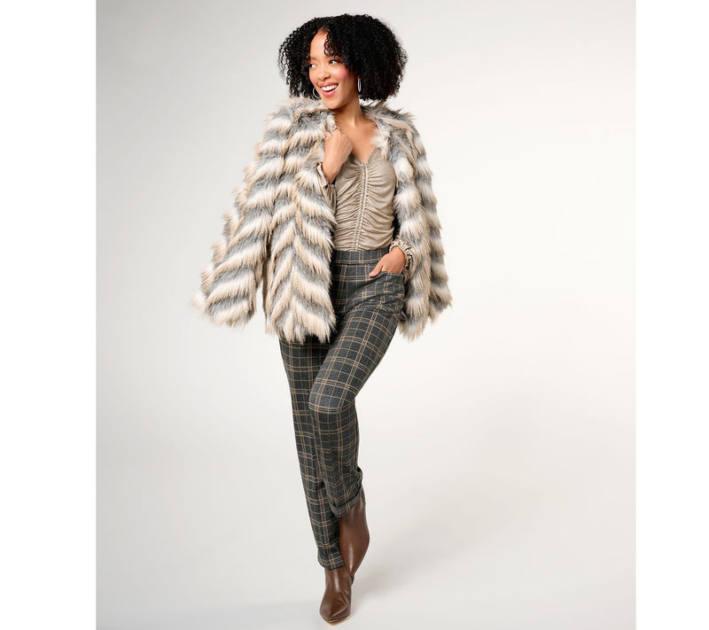 Donna Salyers Fabulous Furs Tibby Collarless Faux Fur Coat — View 10