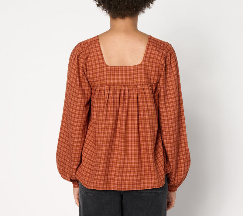Me by Jennie Garth Harlow Printed Square Neck Blouse — View 8