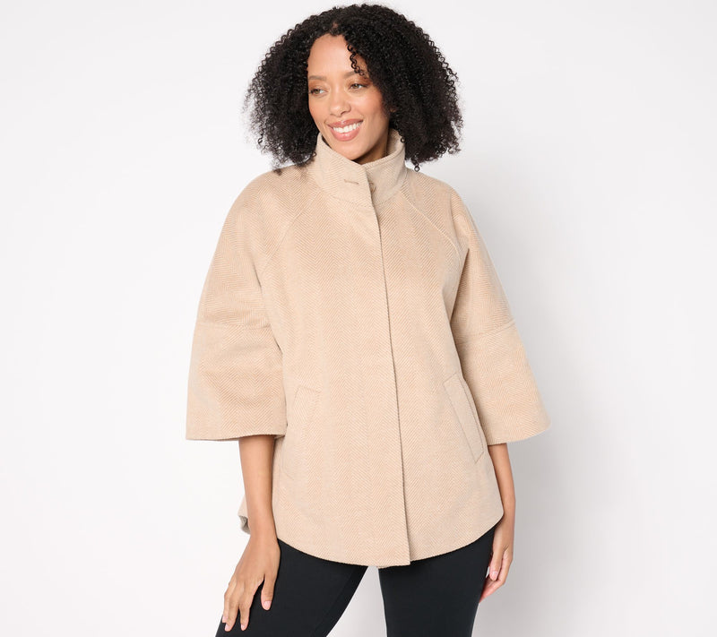 Dennis Basso Herringbone Jacket with Capelet Sleeves — View 5