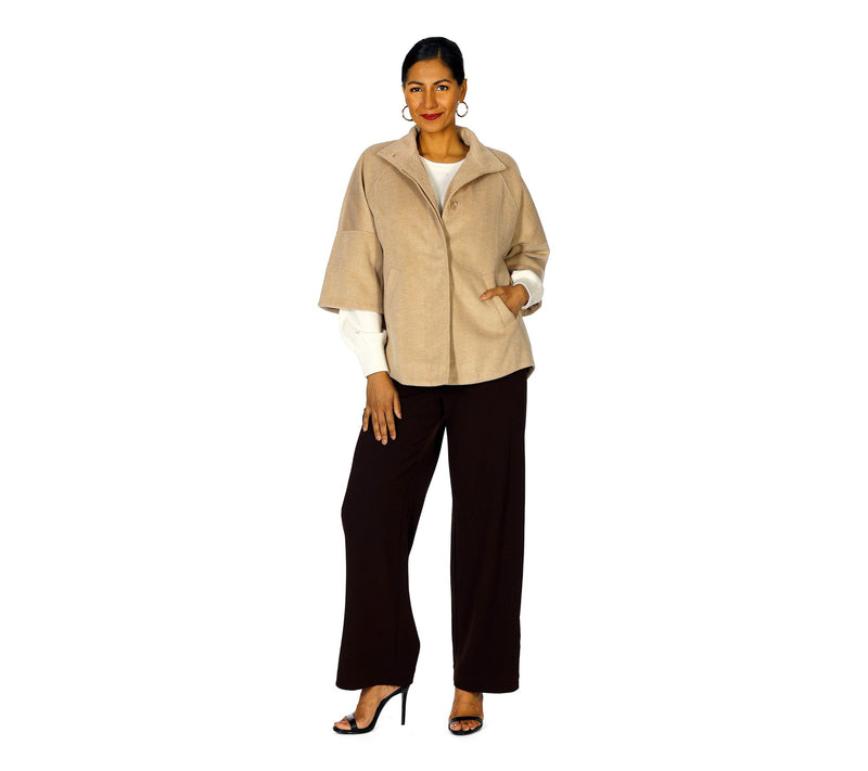 Dennis Basso Herringbone Jacket with Capelet Sleeves — View 12