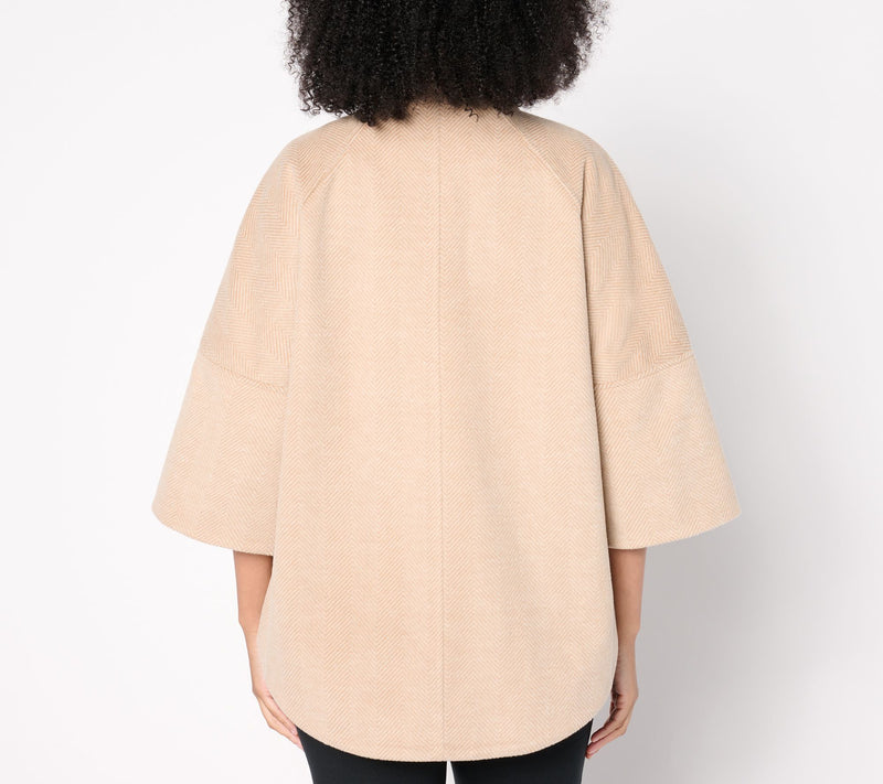 Dennis Basso Herringbone Jacket with Capelet Sleeves — View 8