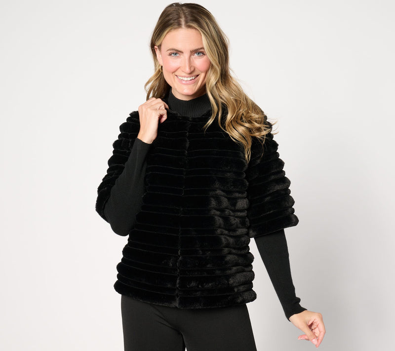 Dennis Basso Faux Fur Pelt with Elbow Sleeves — View 7