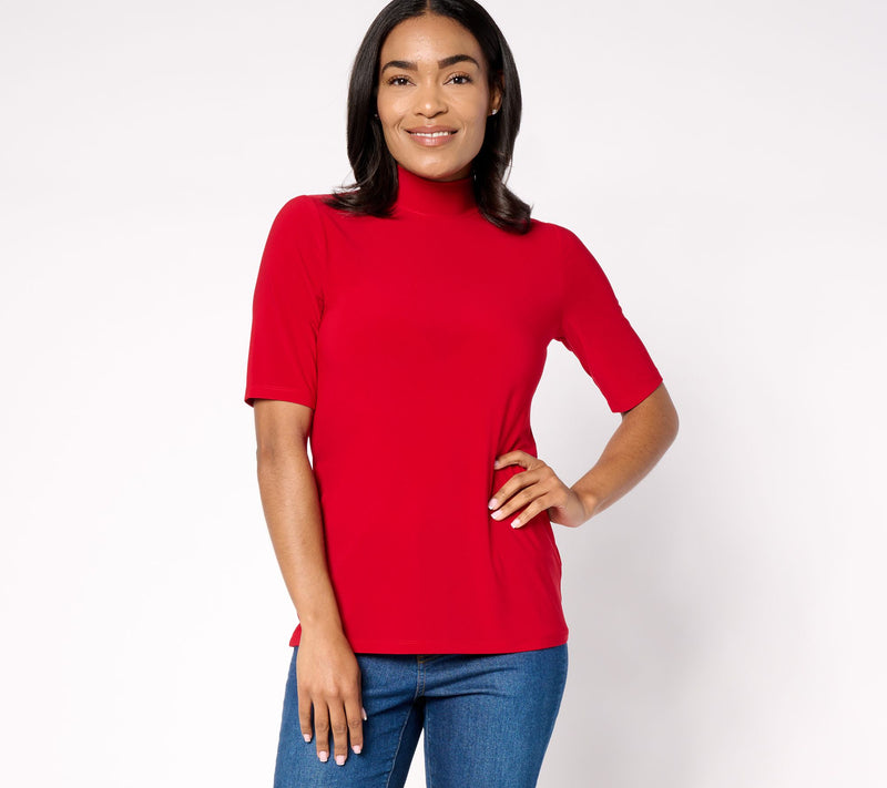 Dennis Basso Mock Neck Top with Elbow Sleeves — View 11