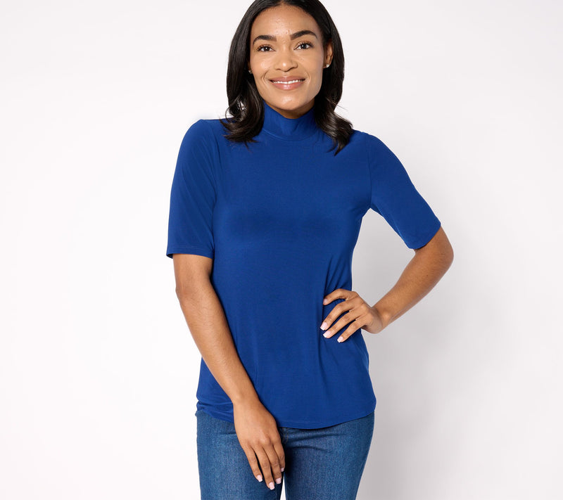 Dennis Basso Mock Neck Top with Elbow Sleeves — View 7