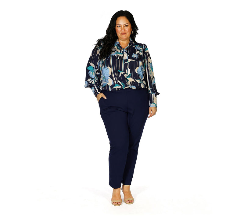 Dennis Basso Printed Woven Blouse with Balloon Sleeve — View 12