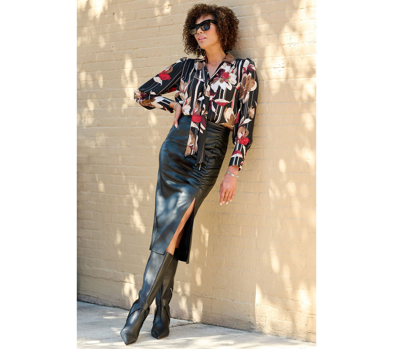 Dennis Basso Printed Woven Blouse with Balloon Sleeve — View 14