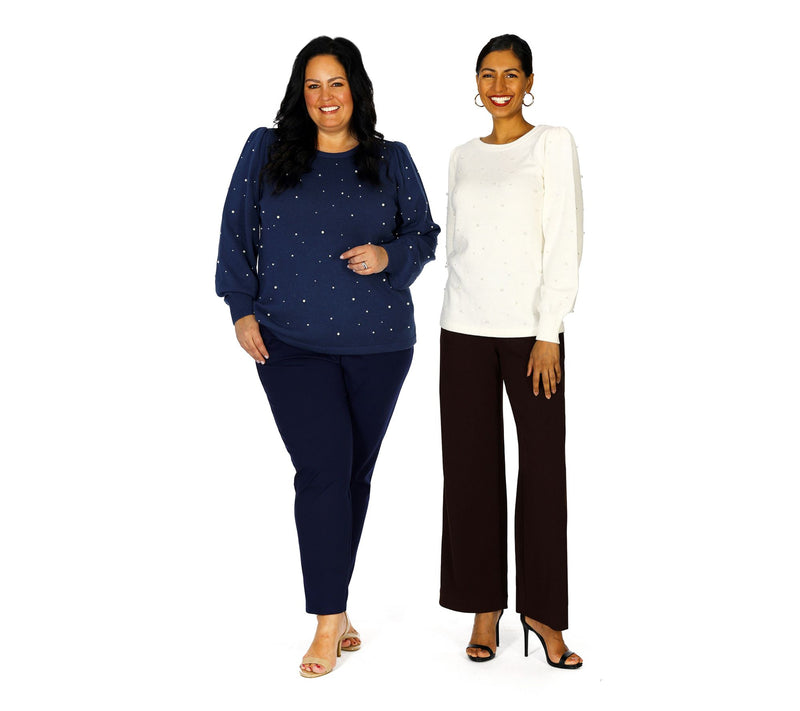Dennis Basso Fashion Sweater with Simulated Pearl Embellishment — View 13