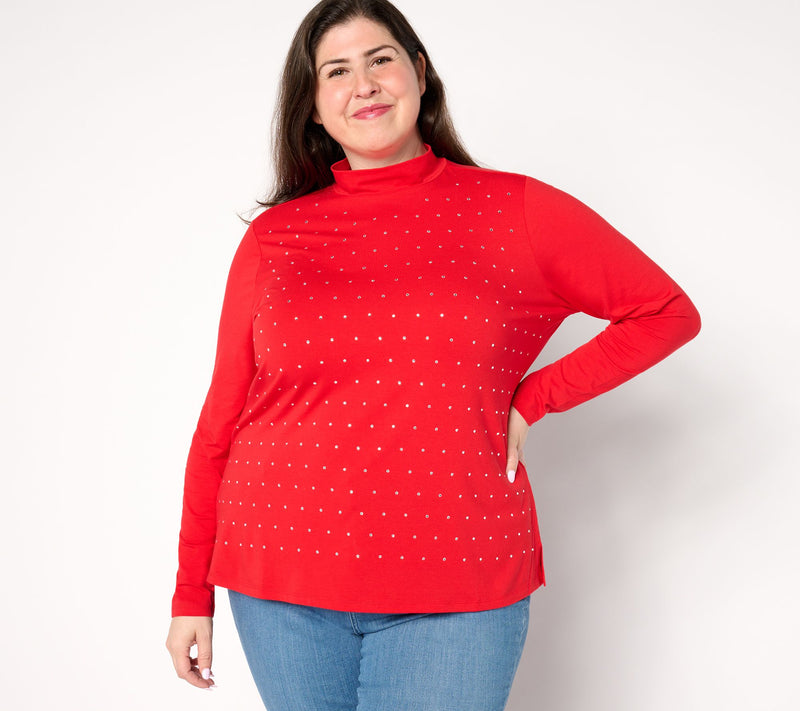 Studio Park X Jane Treacy Mock Neck Rhinestone Knit Top — Main view