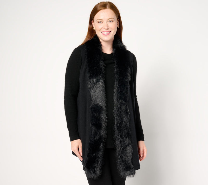 Studio Park X Jane Treacy Draped Sweater Vest with Faux Fur Trim — View 5