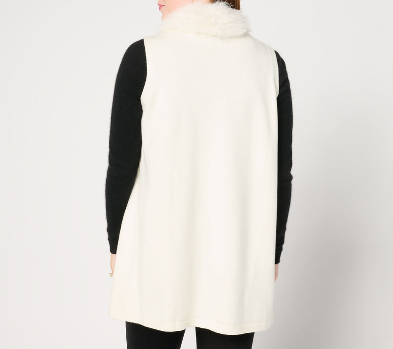 Studio Park X Jane Treacy Draped Sweater Vest with Faux Fur Trim — View 6