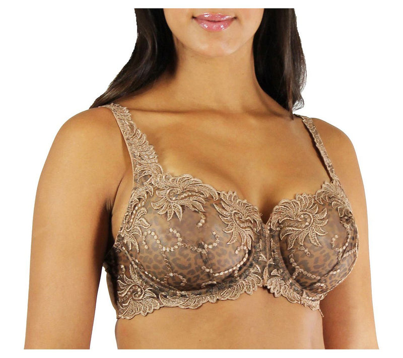 Lunaire Animal Print Mesh Underwire Bra with Embroidery Detail — View 3