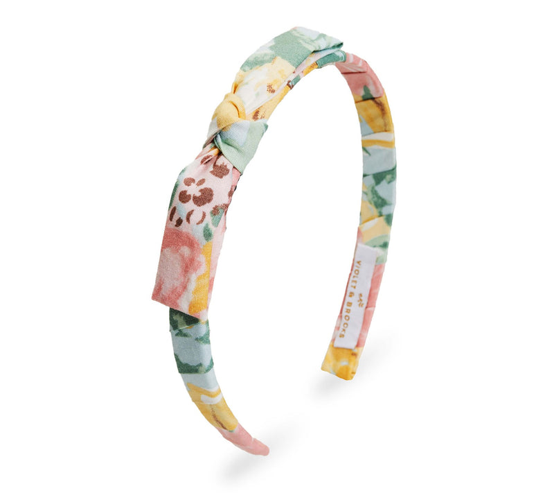 Violet & Brooks Dahlia Tailored Bow Petite Floral Headband — Main view