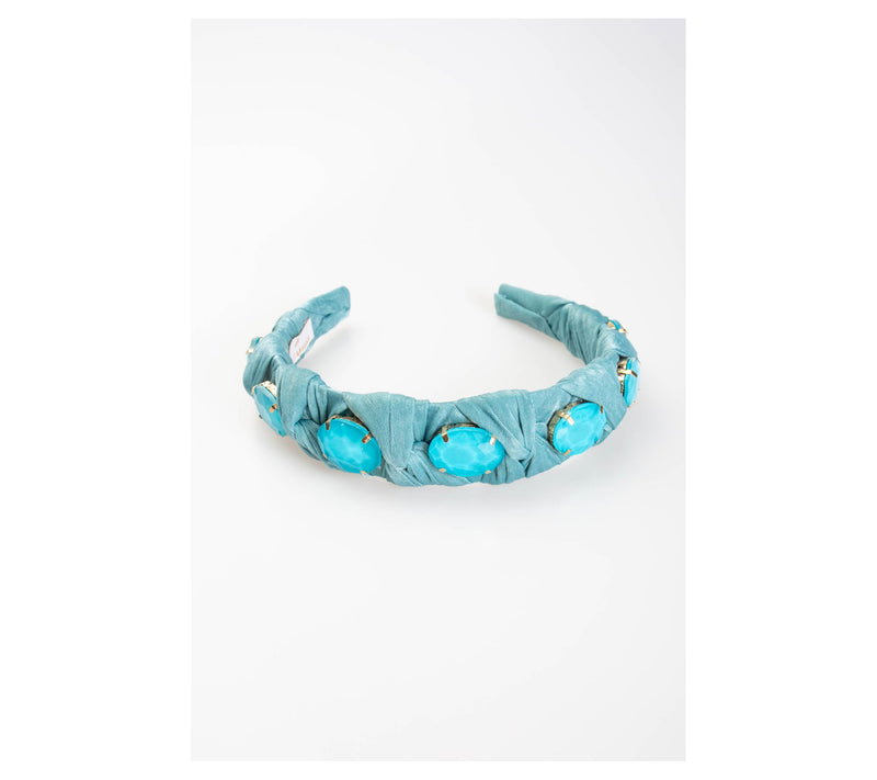 Violet & Brooks Matte Satin Wrapped Headbandwith Crystals — View 8