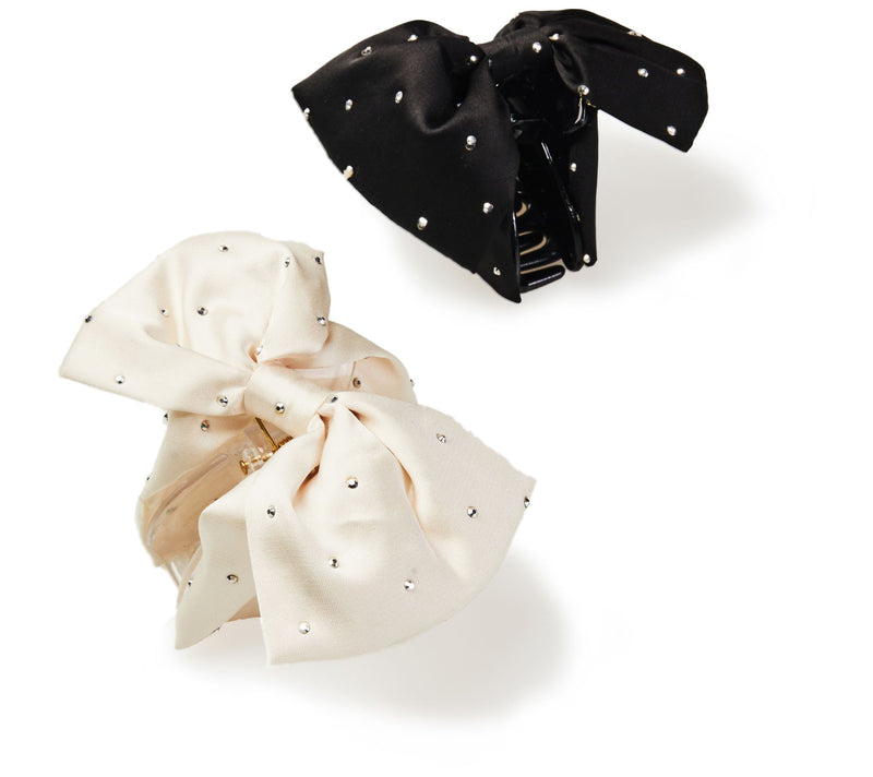 Violet & Brooks Sloane Satin Bow Claw Clip Duowith Crystals — View 8