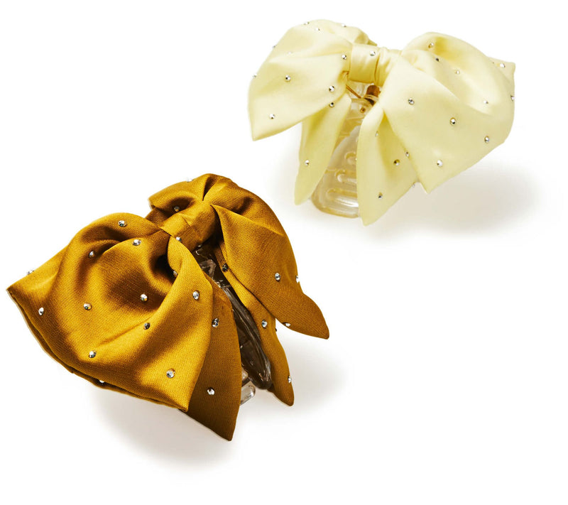 Violet & Brooks Sloane Satin Bow Claw Clip Duowith Crystals — View 11