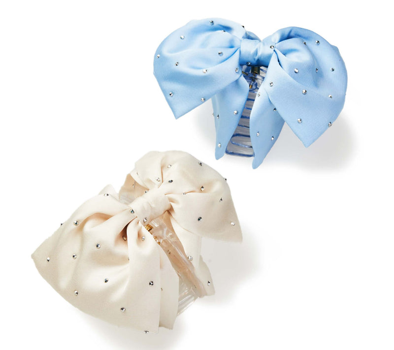 Violet & Brooks Sloane Satin Bow Claw Clip Duowith Crystals — View 13